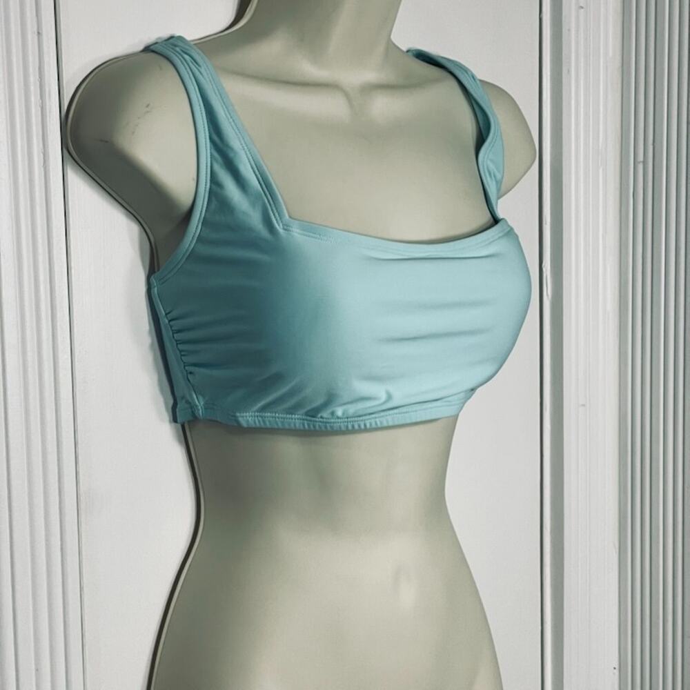 Catalina Bikini Top Tank Tie Back Aqua Padded Swim Resort Workout Vacation L